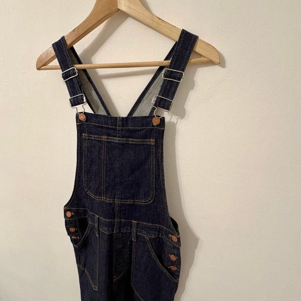 Madewell Flea Market Flare Denim Overalls Dark Wash indigo Sz M - Picture 4 of 7
